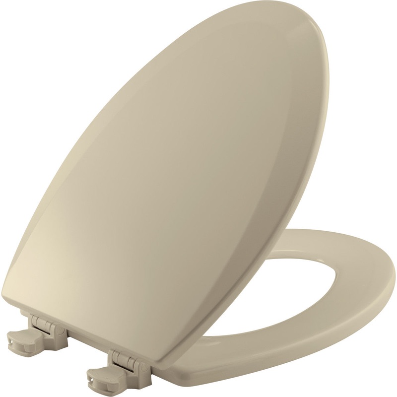 Bemis Elongated Enameled Wood Toilet Seat in Bone with EasyClean Hinge