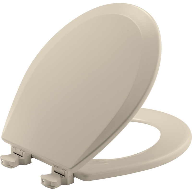 Bemis Round Enameled Wood Toilet Seat in Almond with EasyClean Hinge